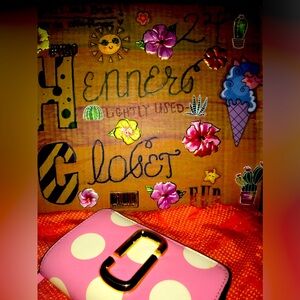 Marc jacobs pink and white polka dot wallet for woman